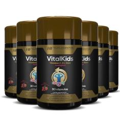 6X Vitalkids Vitamina C D Zinco 30Caps Mastigavel Hf - Hf Suplementos