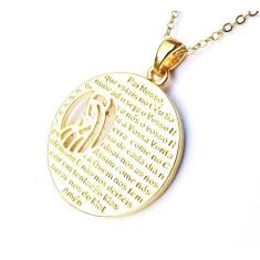 Colar Cordão Gargantilha Medalha Oração Ave Maria.