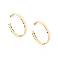 Brinco Rommanel Banhado A Ouro Argola Média Larga Lisa 522901, 0
