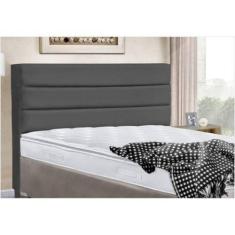 Cabeceira Cama Casal Box King 190cm Turim Suede Cinza - DS Estofados