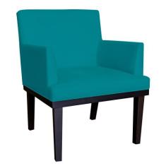 Poltrona Decorativa Vitória Sala e Recepção Com Base de Madeira Suede 