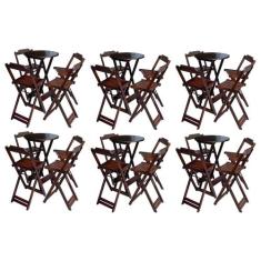 Kit 6 Jogos de Mesa Bistrô de Madeira com 4 Cadeiras Dobravel Ideal pa