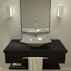 Cuba de Apoio para Banheiro L38 Lux Retangular Folha Compace Cinza