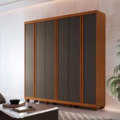 Guarda Roupa Casal Boston 6 Portas Com Pés MDF Moderna - Imbuia com Grafite