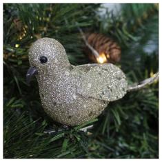 Kit 6 Enfeite Decoração Árvore Natal Pomba Dourada Natalina 16cm