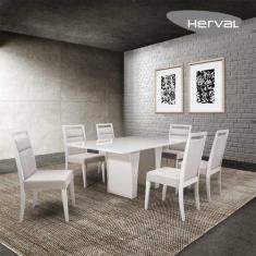 Mesa De Jantar Herval Denver Com 6 Cadeiras, 180 X 100 Cm, Off White