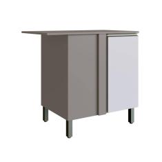 Balcão Canto Reto com Tampo Cozinha Diamante New Fumê/Branco