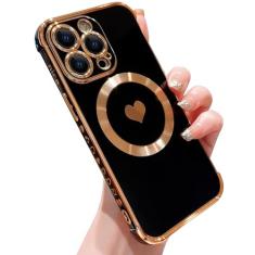 IDweel Capa magnética para iPhone 12 Pro Max - Compatível com Magsafe, borda de revestimento de luxo elegante com tema de amor, ajuste fino e leve, resistente a arranhões para iPhone 12 Pro Max de 6,7