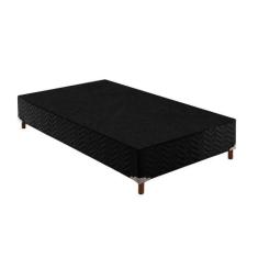 Cama Box Base Solteiro Sommier Rústico Bordado Black (88x188x30) - Par