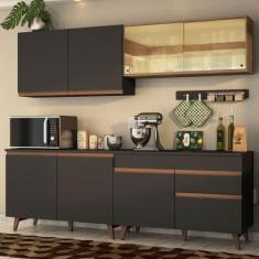Cozinha Completa Madesa Reims 240001 com Armário e Balcão - Preto/Rust