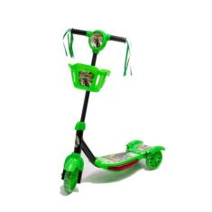 Patinete Suporta 35Kg Verde De Dinossauro 3 Rodinhas - DM Toys