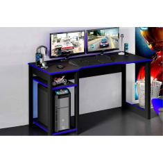 Mesa Computador Casal Gamer ME4152 Preto/Azul - Tecno Mobili