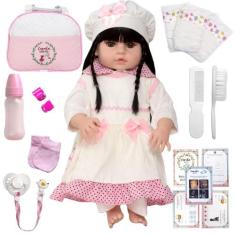 Bebê Reborn Boneca Menina Corpo Vinil Siliconado Bolsa Itens - Cegonha