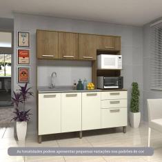Cozinha Compacta 8 Portas E 2 Gavetas Luciane Móveis Carvalho Avelã Arenas