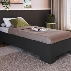 Cama de Solteiro Box com Estrado Fixo 80 Xangai Grafite