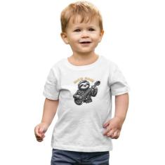 Camiseta Infantil Menino Menina Slow Rock Preguiça Guitarra - Hipsters