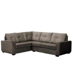 Sofá de Canto Mustang 5 Lugares Veludo Cinza 204x250cm Megasul