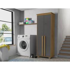 Armário Multiuso 2 Portas 4 Prateleiras México Cinamomo/Grafite