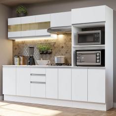 Armário de Cozinha Completa 100% mdf 250 cm Frentes Branco Smart Madesa 02