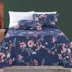 Jogo De Cama Solteiro Nyla Kit Cobre Leito 200 Fios - Azul - Jm Enxova