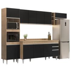 Armário De Cozinha Modulada 5 Peças Cp17 Balcão Com Tampo Castanho/preto - Lumil