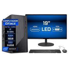 Computador Completo Fácil Intel Core I7 3.4GHz 16GB SSD 240GB Monitor 
