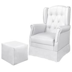 Poltrona De Amamentação Letícia Com Balanço E Puff Corino Branco - Phoenix Baby Corino Branco
