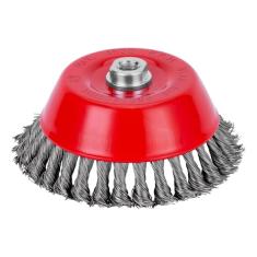 MTX Escova Tipo Copo Aço Carbono 150 Mm Com Arame Torcido, Rosca M14 Para Esmerilhadeira, Alta Agressividade Para Limpeza Pesada, Remoção De Ferrugem E Preparo Técnico De Superfícies Metálicas