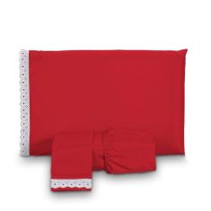 Jogo de Lençol Queen Microfibra 3 Peças com Elástico Cor:vermelho