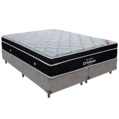 Cama Box Cinza E Colchão Elegant Molas Ensacadas King Ortobom