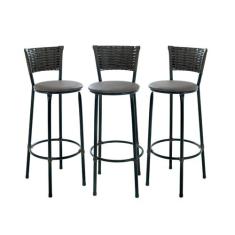 Kit 3 Banquetas Para Balcão Ilha Gourmet Bancada Área De Lazer - EJC E