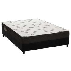 Cama Box Casal: Colchão Espuma D45 Ortobom Light + Base CRC Suede Blac