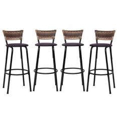 Kit 4 Banquetas Alta Para Balcão Bar Bistrô Bancada Área Lazer Gourmet
