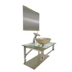 Gabinete de Vidro 60cm para Banheiro Cuba Redonda - Estônia Inox