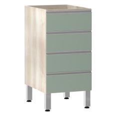 Balcão De Cozinha S/ Tampo 40cm 4 Gavetas Crema C/Verde