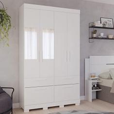 Guarda Roupa Casal com Espelho 4 Portas de Bater 1 Basculante 3 Gavetas Mdf Coimbra Espresso Móveis Branco