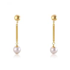 Brinco Médio Com Fio Pérola Folheado