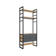 guarda-roupa closet modulado industrial philly 2 gv cedro e grafite 101 cm