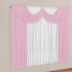 Cortina montreal 4 mts em malha janela sala quarto rosa