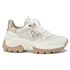 Tênis Casual Feminino Jogging Milk Dourado Via Marte 022-004-03