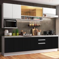 Cozinha Completa Armário Balcão Branco/preto/branco Madesa