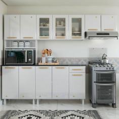 Armário de Cozinha Compacta de Aço Completa Diamante 12 Portas 1 Gavet