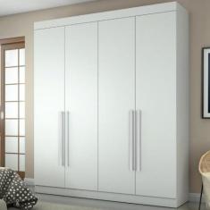 Guarda Roupas Casal 4 Portas 3 Gavetas Roma Conquista Móveis, Branco