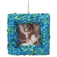 Enfeite De Natal Para Porta Azul E Verde Pequeno 07Cm