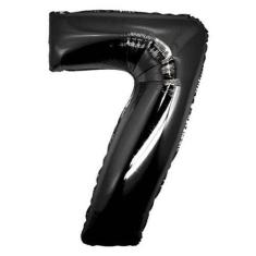 Balão Metalizado Número Preto - 1 Metro - Funny Fashion, Número 7