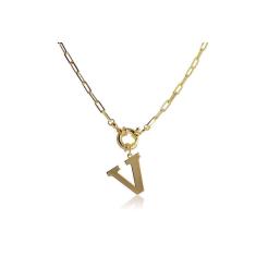 Colar De Letras Folheado Em Ouro 18K