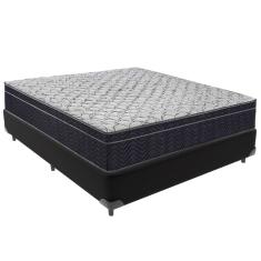 Cama Box Preto e Colchão Airtech 150 Espuma D45 Casal Ortobom