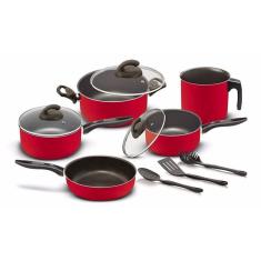 Conjunto De Panelas Elegan Vermelho 08 Peças Teflon