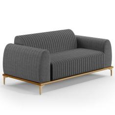 Sofá 210cm 3 Lugares Base Gold D06 Linho C-416 Cinza Escuro