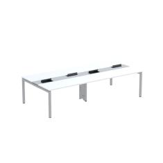 Mesa De Plataforma Dupla Para 4 Pessoas Corporativa 150x140/4p Pdc15/14/4p Branco/cinza